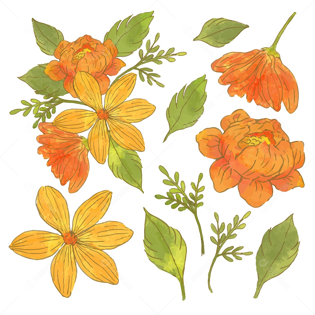 Lindas Flores de Buquê Vetores EPS Editável