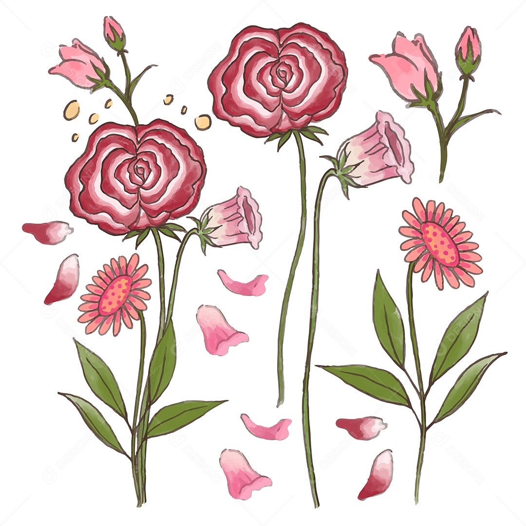 Lindas Flores de Buquê Vetores EPS Editável