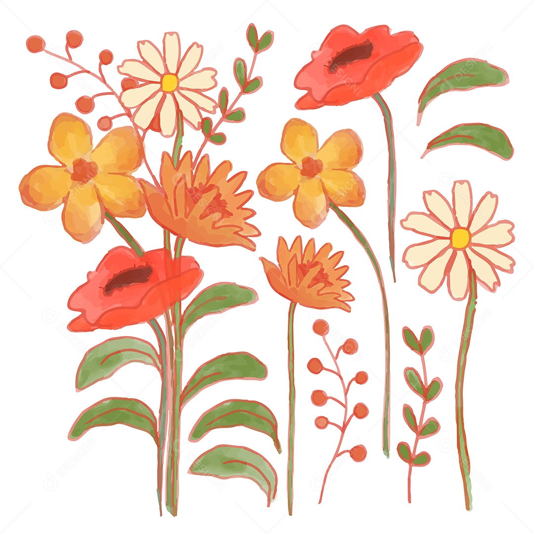 Lindas Flores de Buquê Vetores EPS Editável