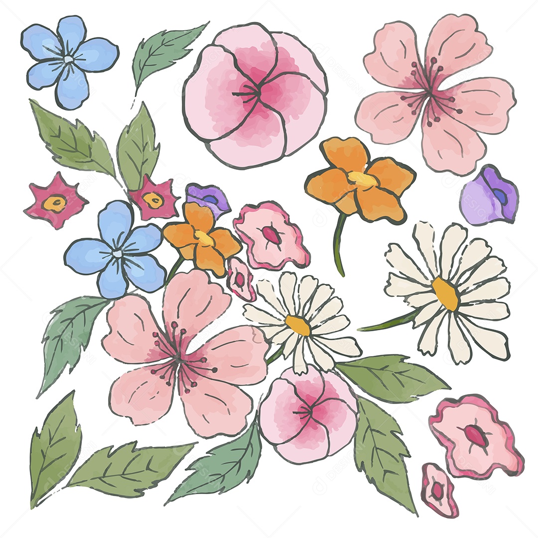 Lindas Flores de Buquê Vetores EPS Editável