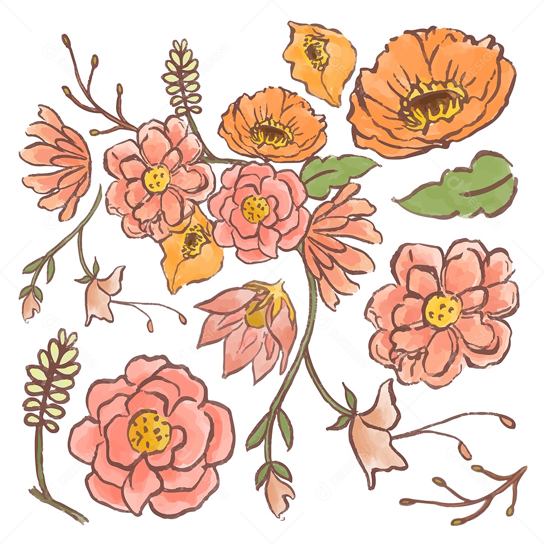 Beautiful Bouquet Flowers Vector Editable EPS