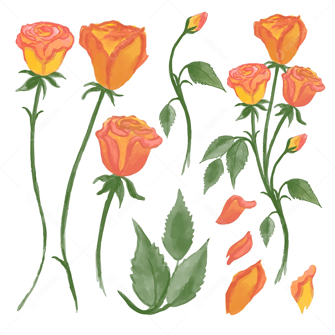 Lindas Flores de Buquê Vetores EPS Editável