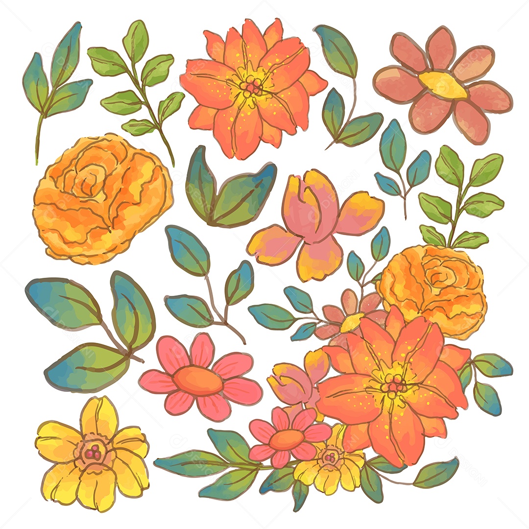 Lindas Flores de Buquê Vetores EPS Editável