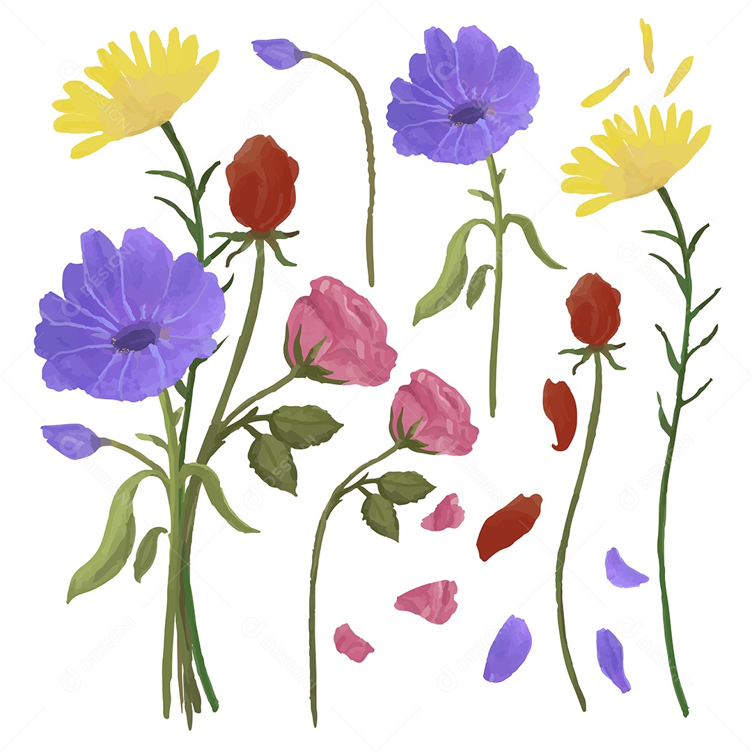 Lindas Flores de Buquê Vetores EPS Editável