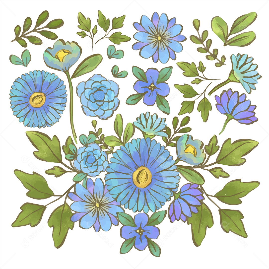 Lindas Flores de Buquê Vetores EPS Editável