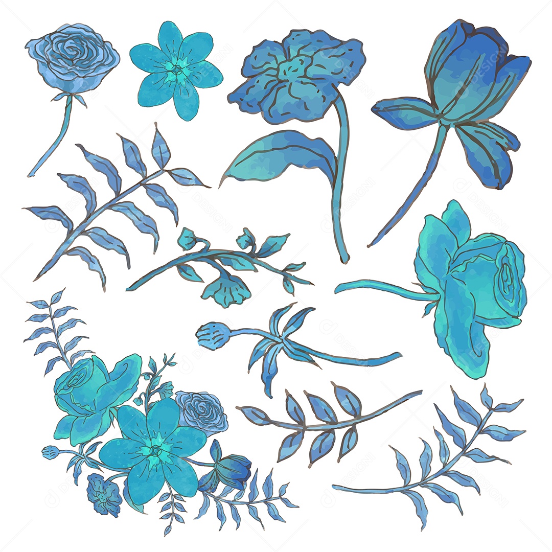 Lindo Buquê de Flores para Decoração Vetores EPS Editável