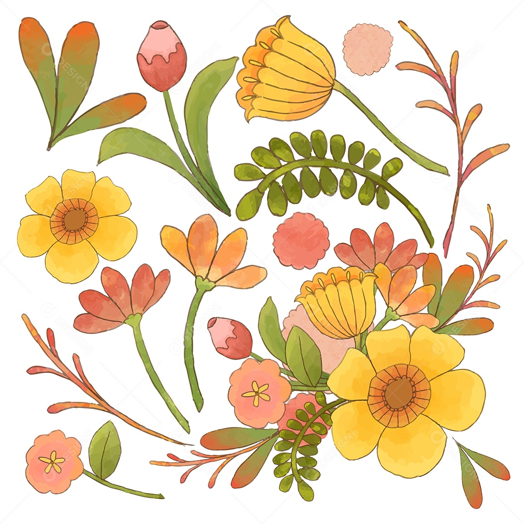 Lindo Buquê de Flores para Decoração Vetores EPS Editável