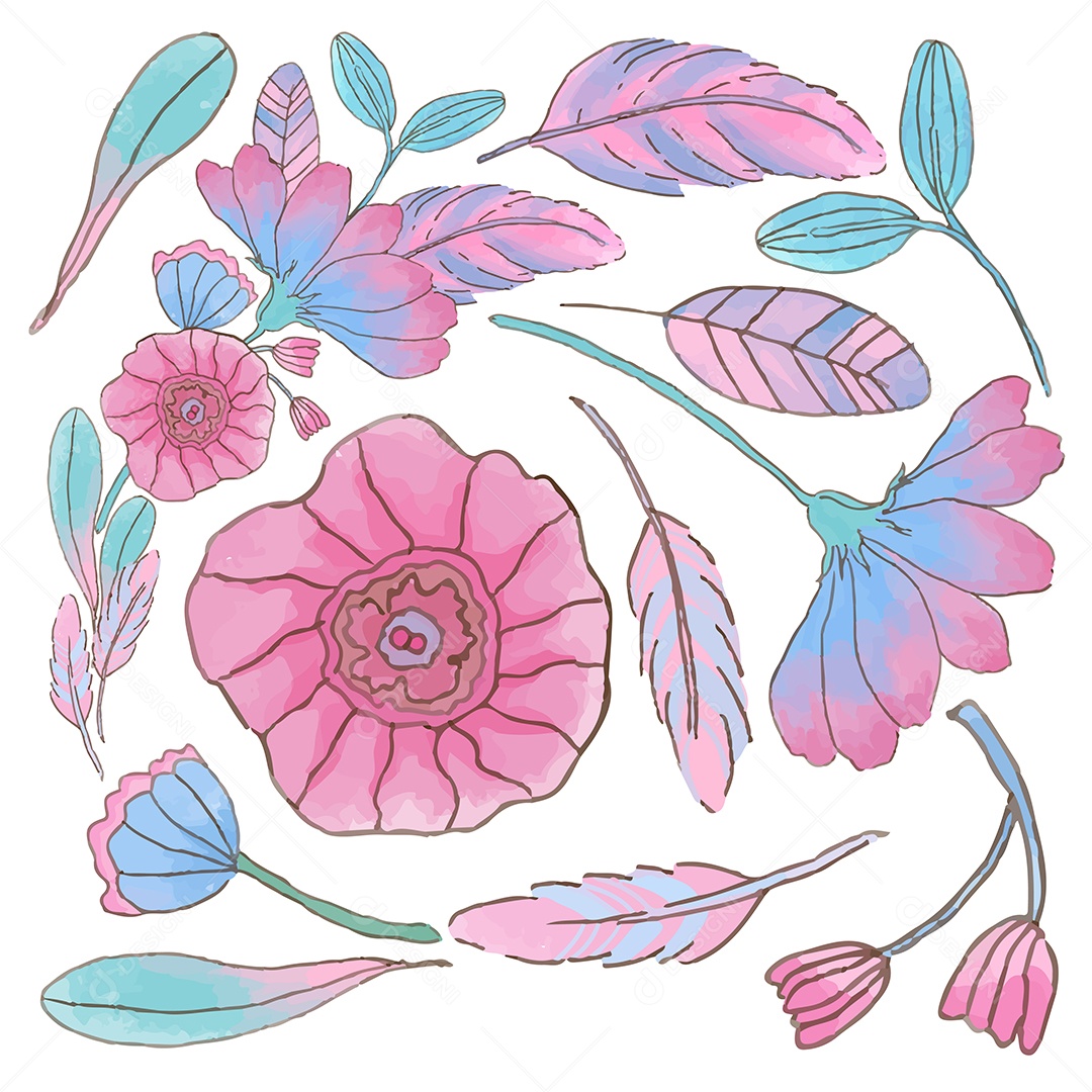 Lindo Buquê de Flores para Decoração Vetores EPS Editável