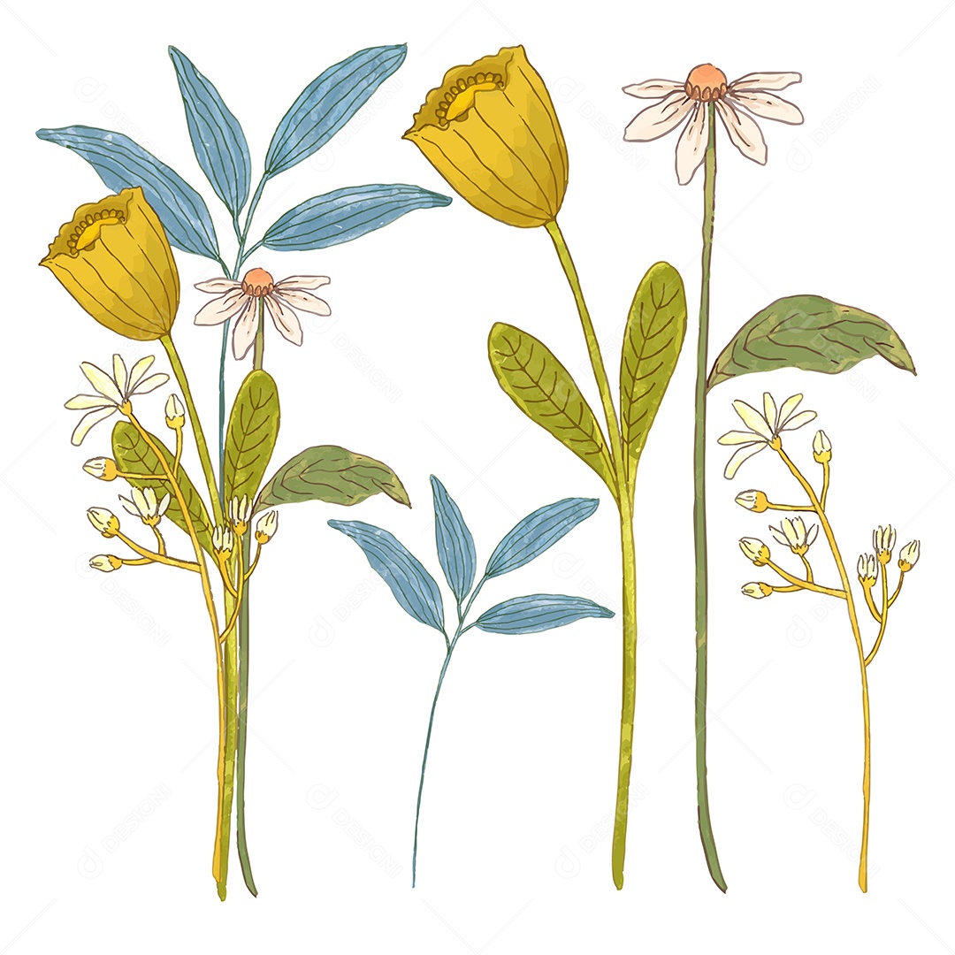 Lindo Buquê de Flores para Decoração Vetores EPS Editável