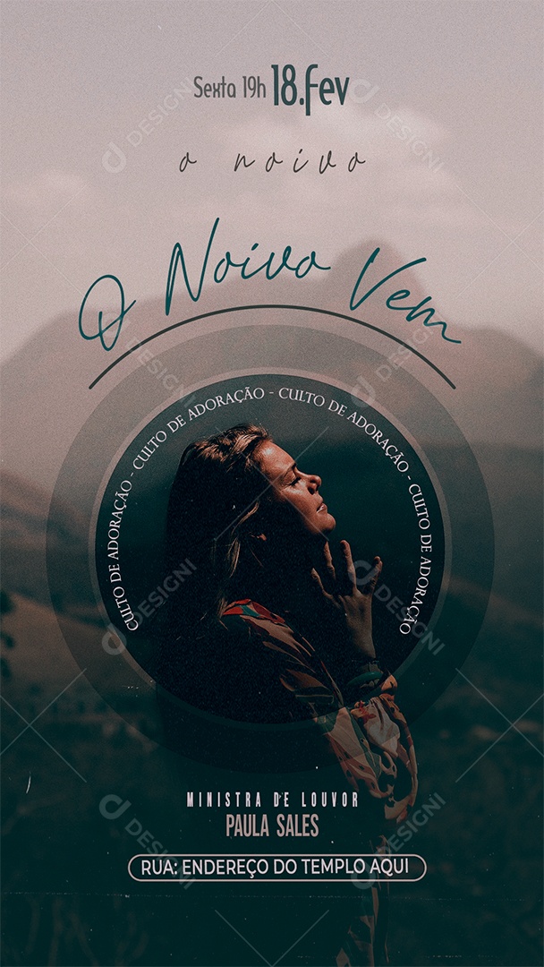 Post Stories Gospel O Noivo Vem Social Media PSD Editável