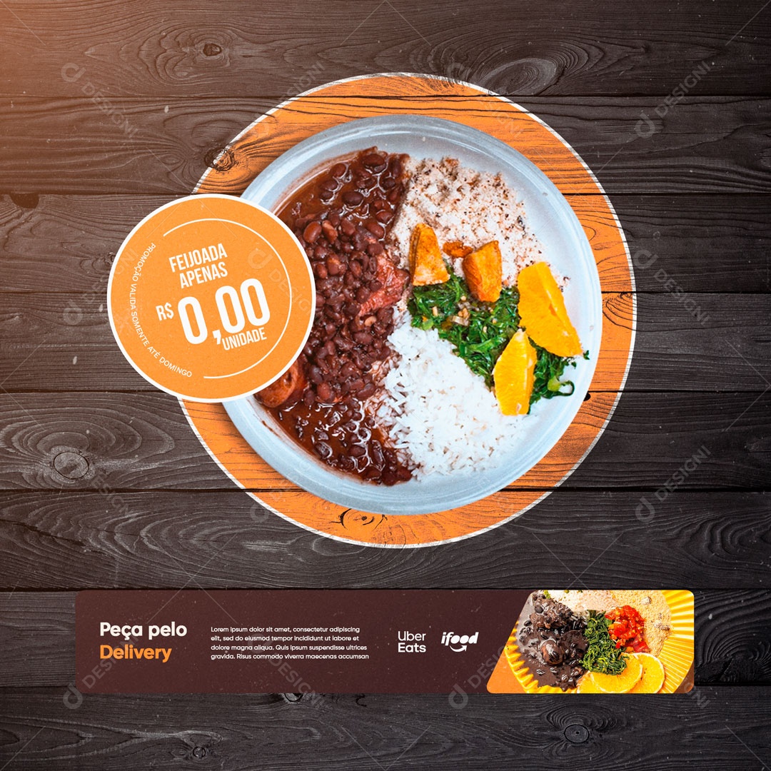 Feijoada Peça no Delivery Social Media PSD Editável