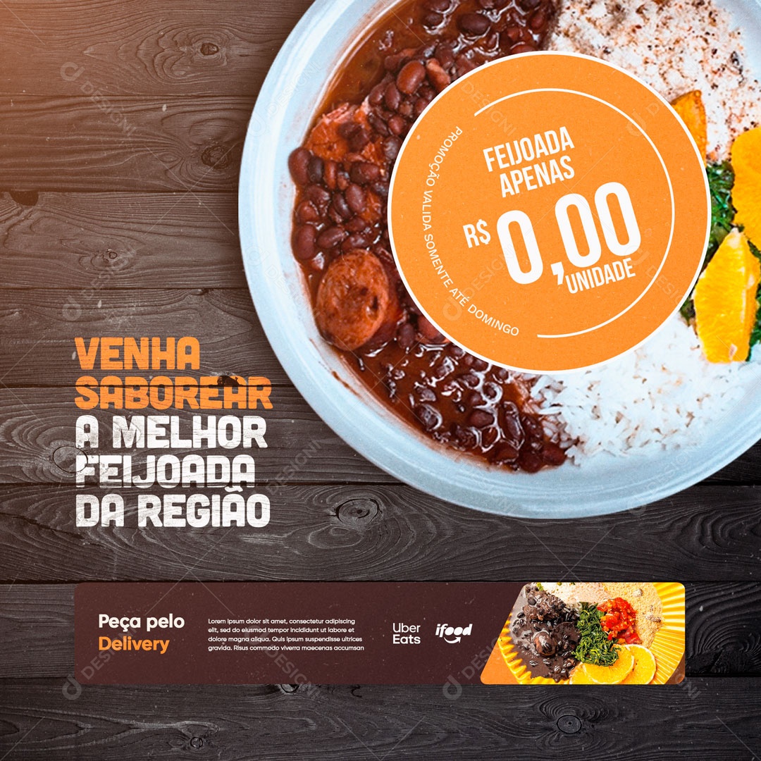 Venha Saborear a Melhor Feijoada da Região Social Media PSD Editável