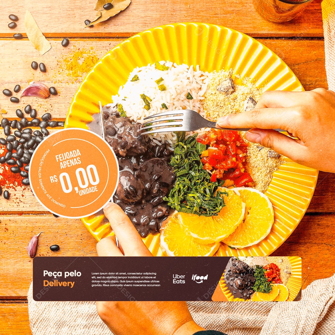 Feijoada Peça no Delivery Social Media PSD Editável