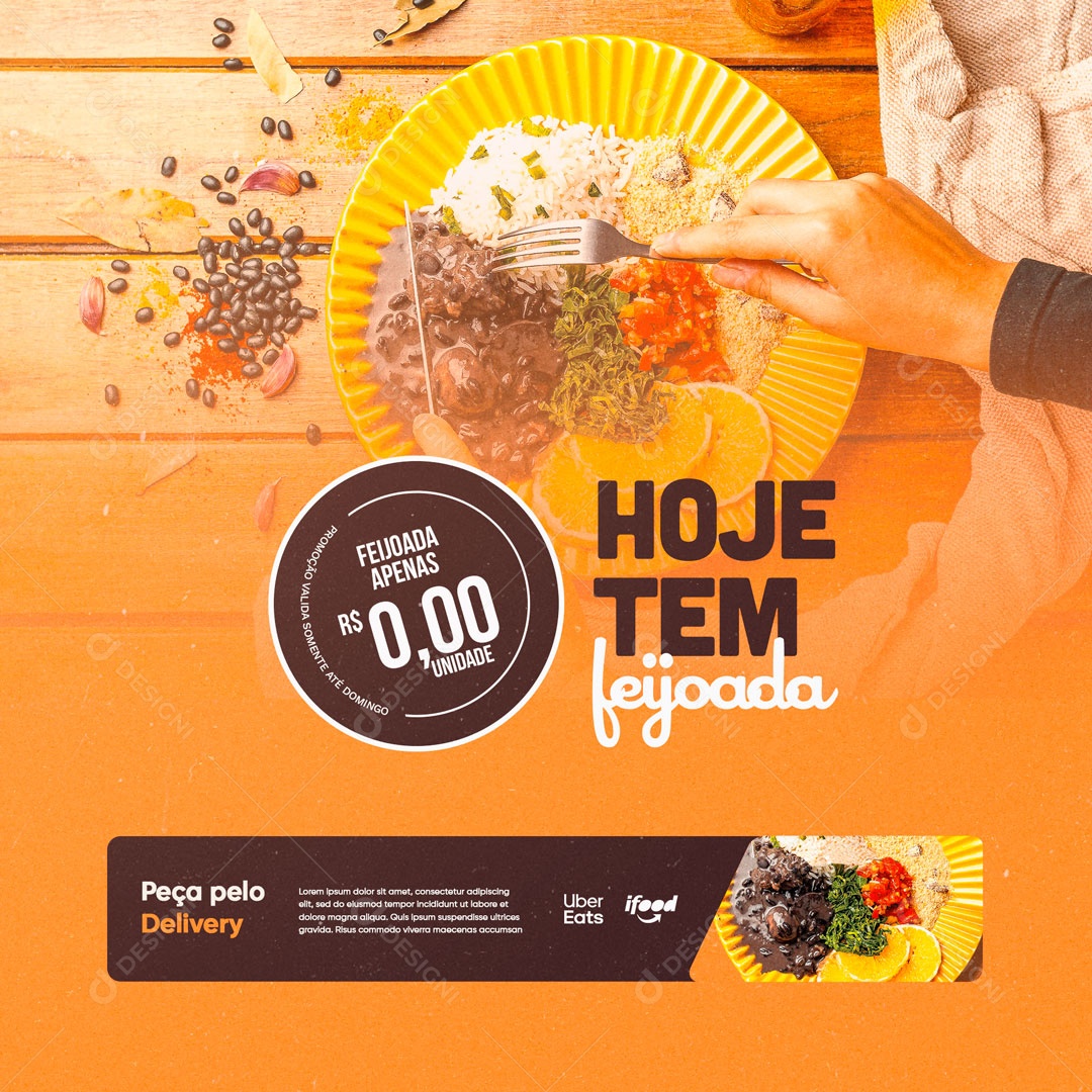 Hoje Tem Feijoada Social Media PSD Editável