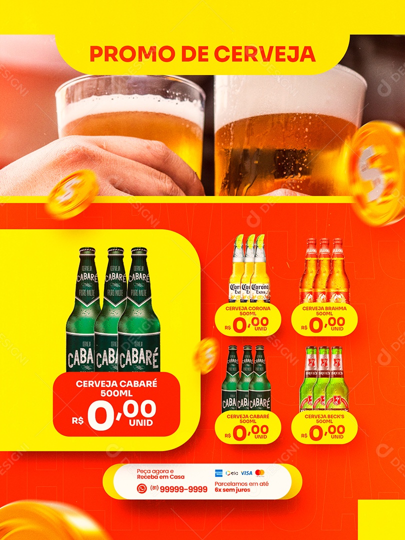 Encarte de Cervejaria Promo de Cerveja Social Media PSD Editável