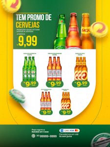 Encarte de Cervejaria Tem Promo de Cervejas Social Media PSD Editável