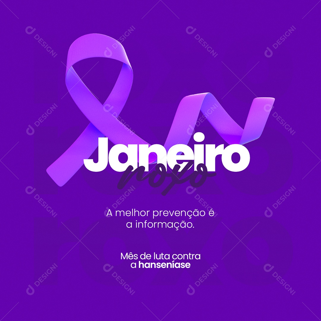 A Melhor Prevenção é a Informação Janeiro Roxo Social Media PSD Editável