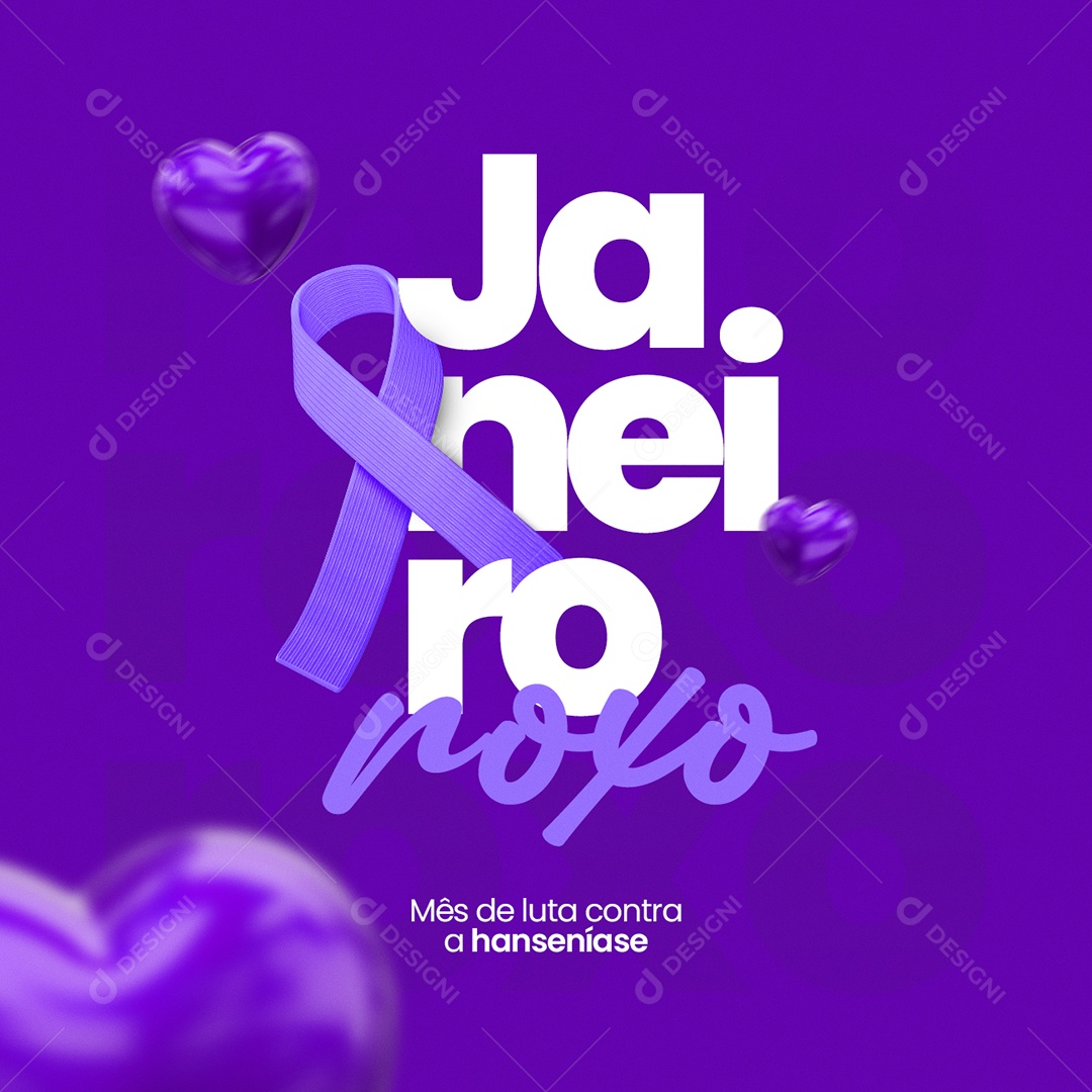 Mês de Luta Contra a Hanseníase Janeiro Roxo Social Media PSD Editável