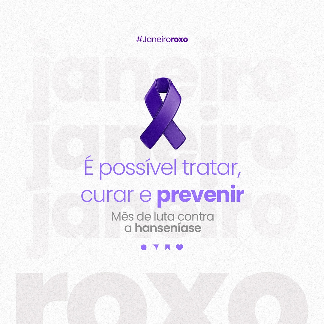 É Possível tratar Curar e Prevenir Janeiro Roxo Social Media PSD Editável