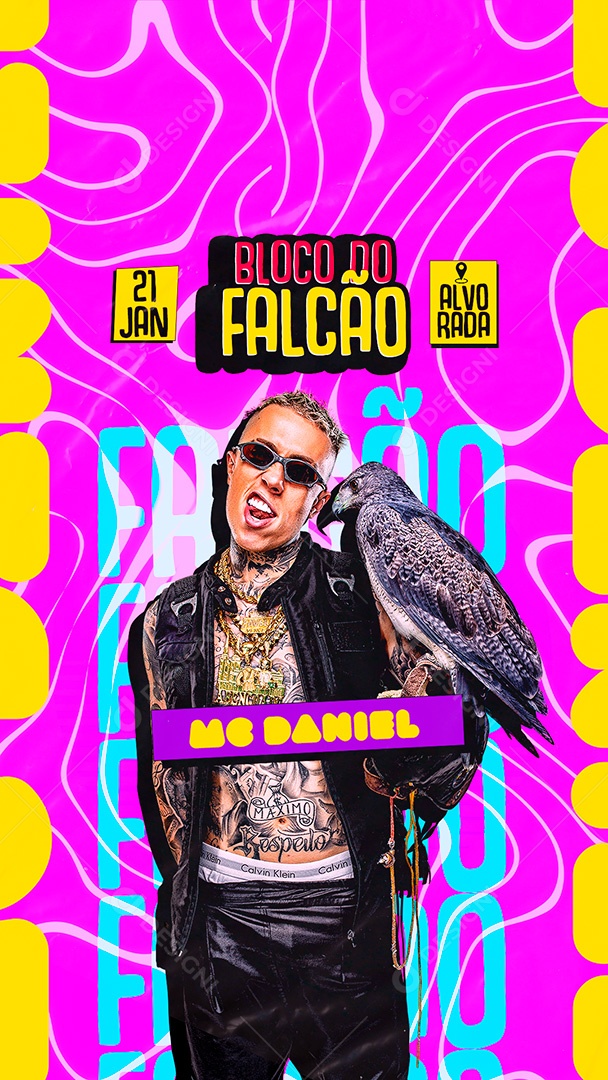 Post Stories Bloco do Falcão Social Media PSD Editável