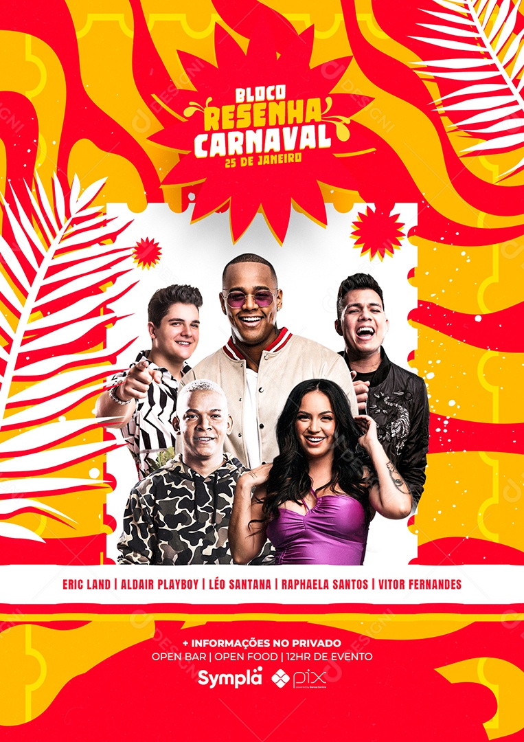 Bloco Resenha Carnaval Flyers Social Media PSD Editável