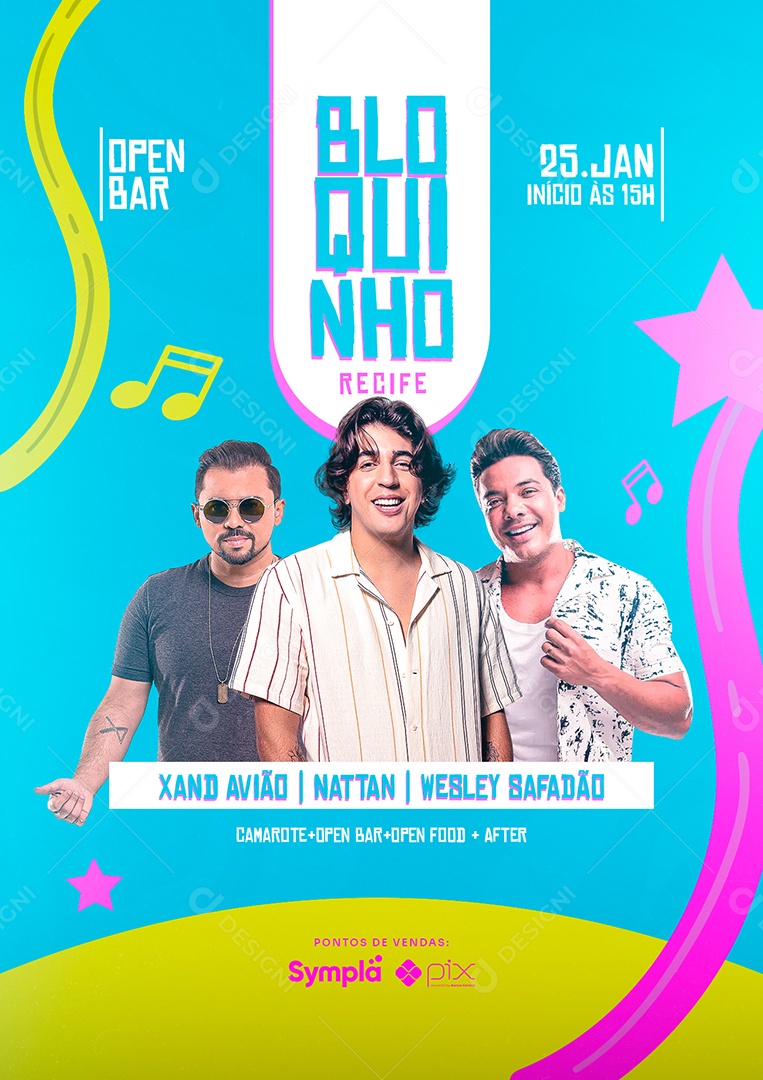 Bloquinho Recife Nattan Wesley Safadão Xand Avião Flyers Social Media PSD Editável