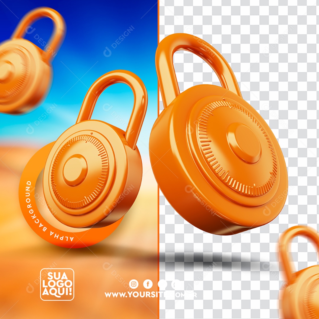 Elementos 3D Para Composição Cadeados PSD