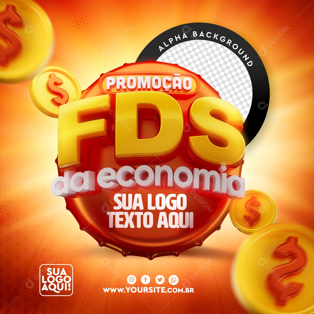 Selo 3D Para Composição Promoção Fds da Economia PSD