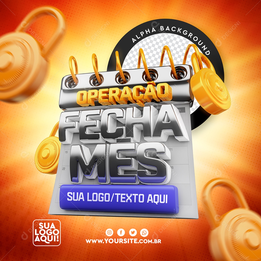 Selo 3D Para Composição Operação Fecha Mês PSD