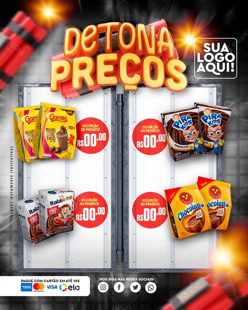 Encarte Detona Preços Venha Conferir Social Media PSD Editável