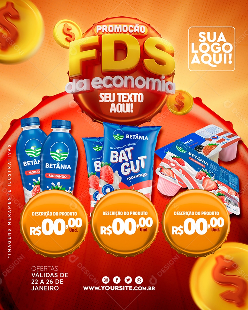 Encarte Promoção Fds da Economia Social Media PSD Editável