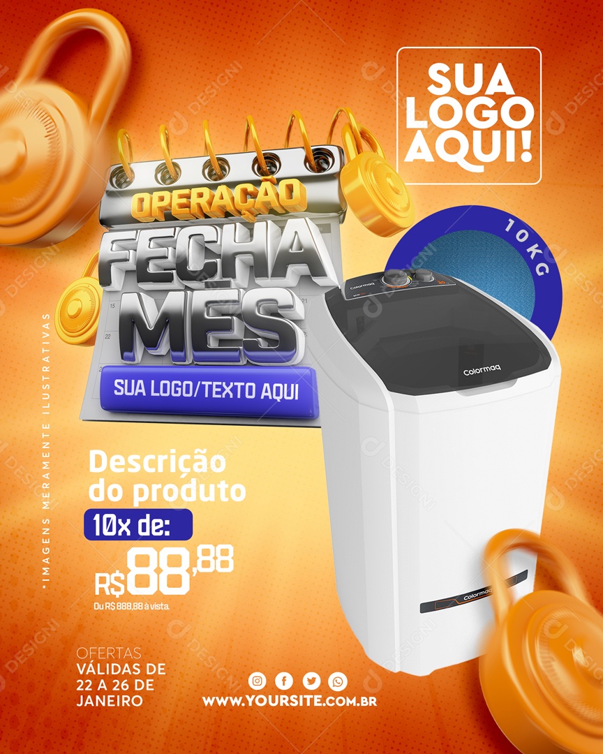 Operação Fecha Mês Venha Conferir Social Media PSD Editável