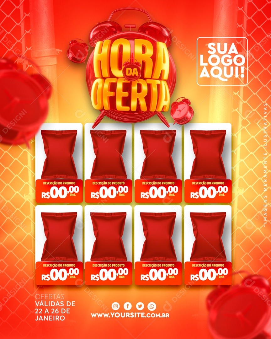 Encarte Hora da Oferta Social Media PSD Editável