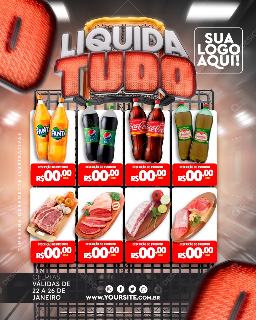 Encarte Liquida Tudo Venha Conferir Social Media PSD Editável