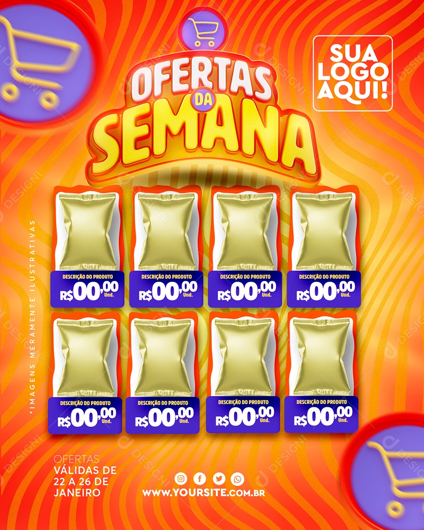 Encarte Ofertas da Semana Venha Conferir Social Media PSD Editável
