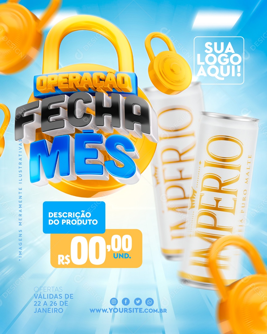 Operação Fecha Mês Venha Conferir Social Media PSD Editável