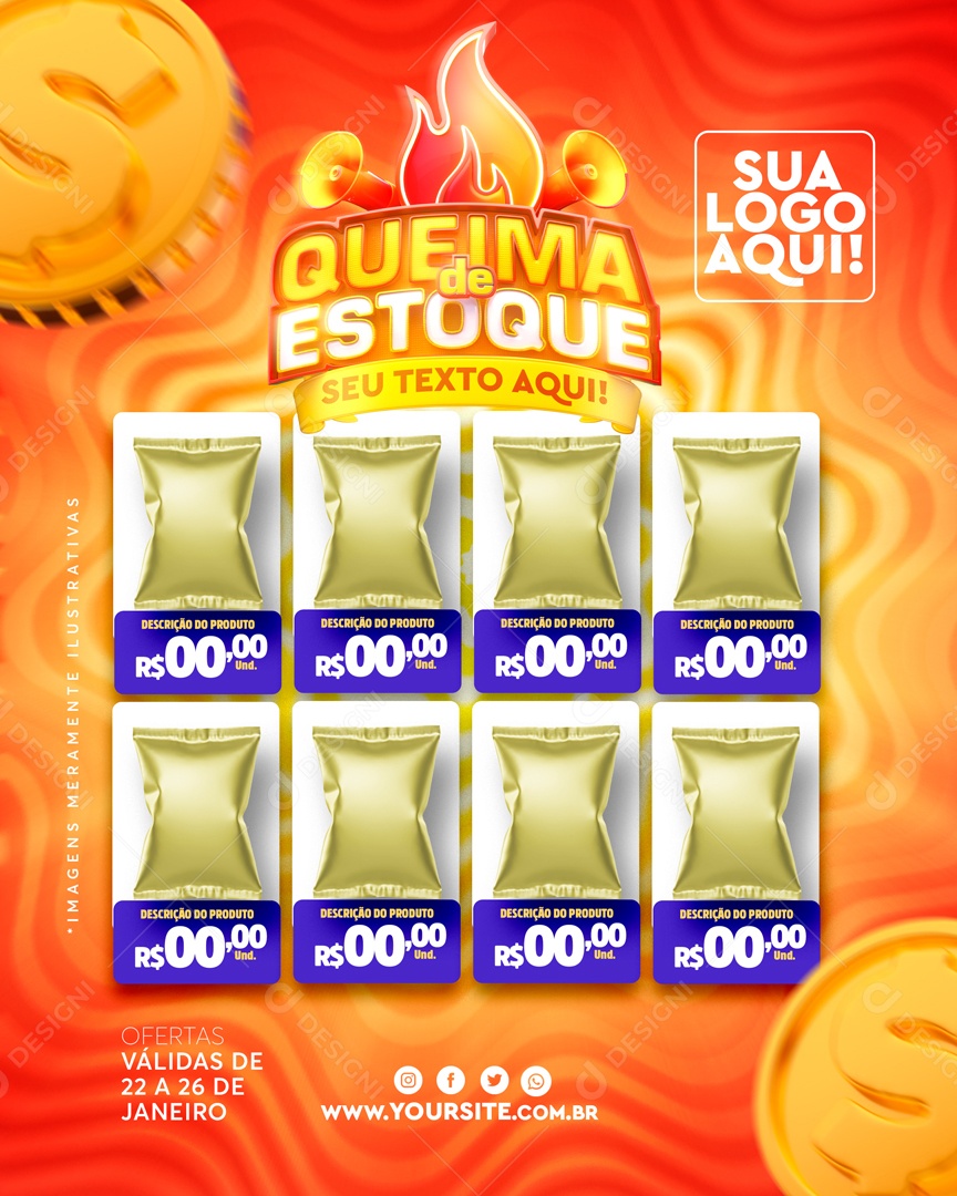 Encarte Queima de Estoque Social Media PSD Editável