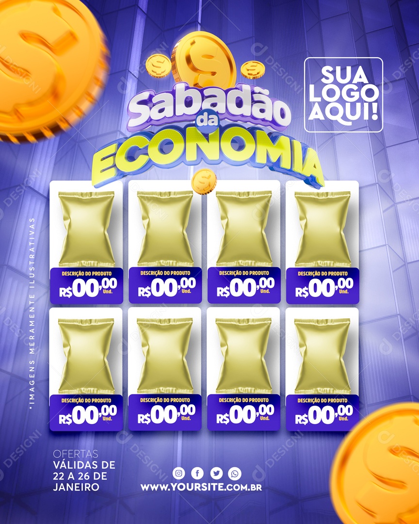 Encarte Sabadão da Economia Social Media PSD Editável