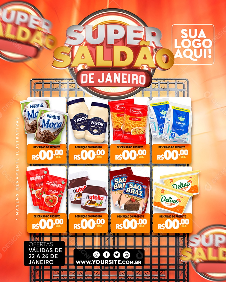 Encarte Super Saldão de Janeiro Social Media PSD Editável