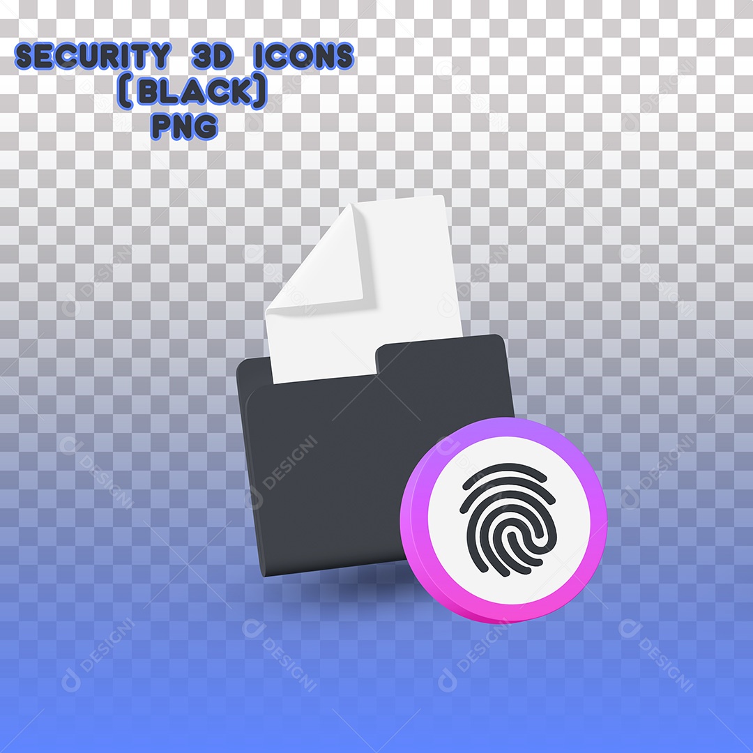 Elemento 3D Ícone de Segurança Pasta PSD Para Composição