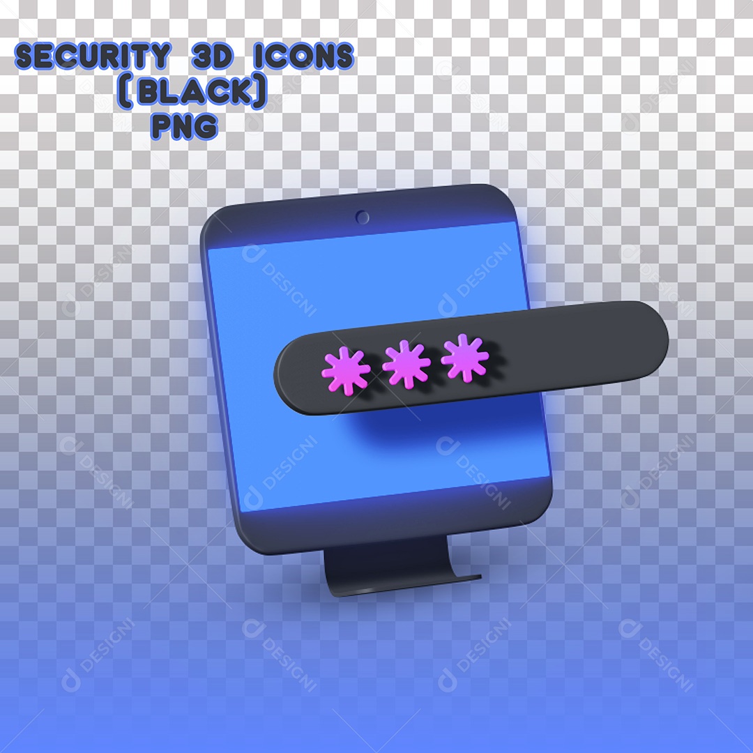 Elemento 3D ícone de Segurança Senha PSD Para Composição