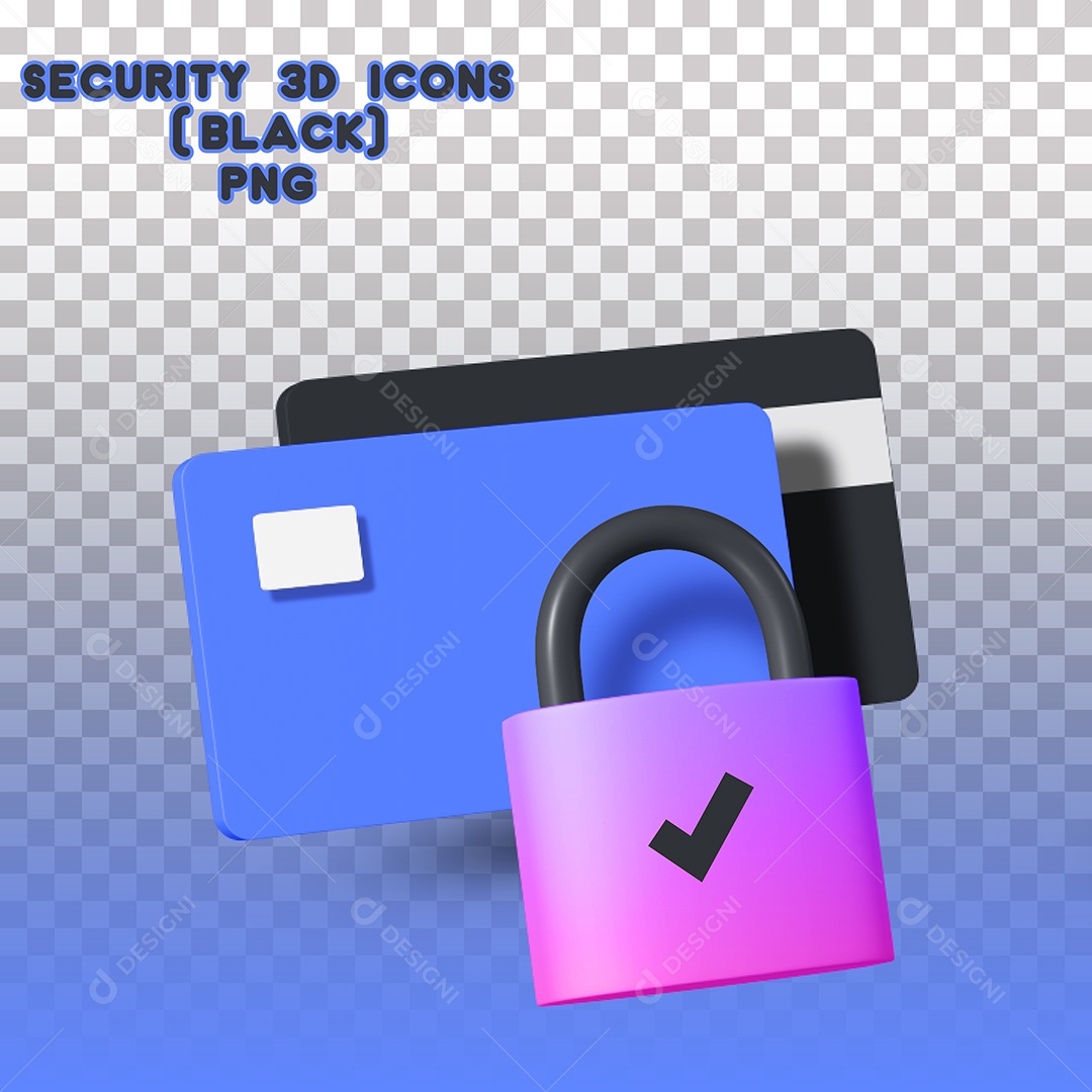 Elemento 3D  Ícone de Segurança Cartão de Crédito PSD Para Composição