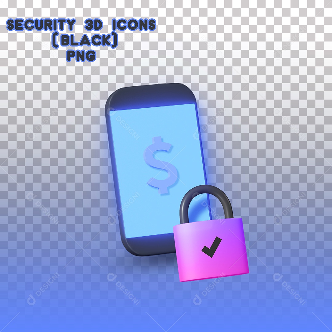 Elemento 3D Ícone de Segurança Dinheiro PSD Para Composição