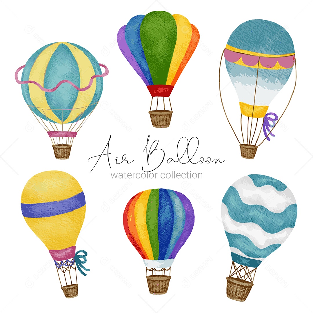 Coleção Balão de Ar Quente em Vários Estilos Vetores EPS Editável