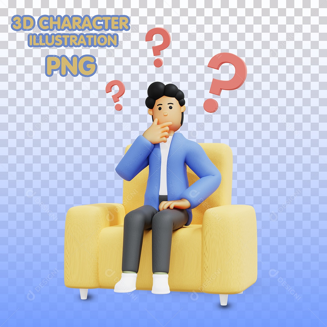 Ilustração 3D Homem Tendo Dúvida Para Composição