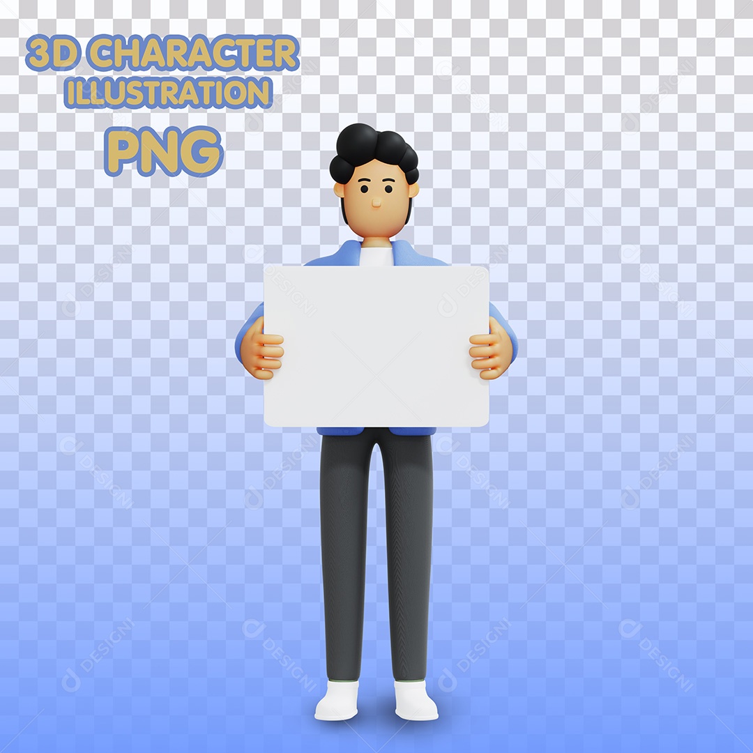 Ilustração 3D Homem Olhando Papel Para Composição