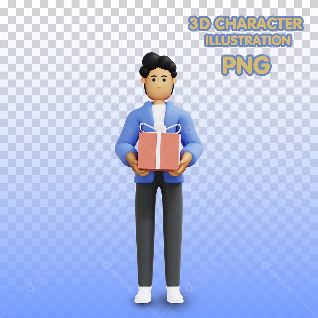 Ilustração 3D Homem Entregando Presente Para Composição