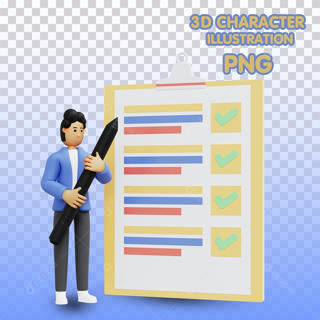 Ilustração 3D Homem E Documentos Para Composição