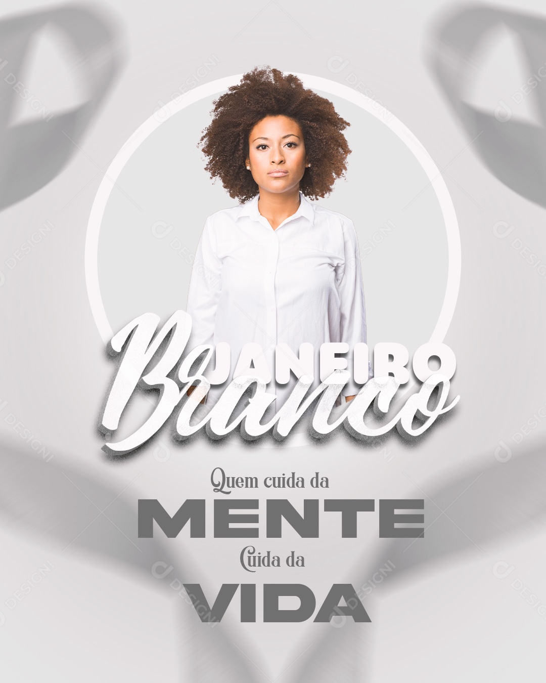 Post Janeiro Branco Quem Cuida da Mente Cuida da Vida Social Media PSD Editável