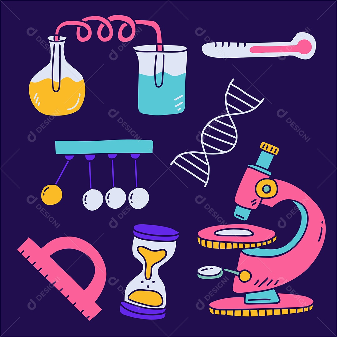Equipamentos de Laboratório estilo Cartoon Vetores EPS